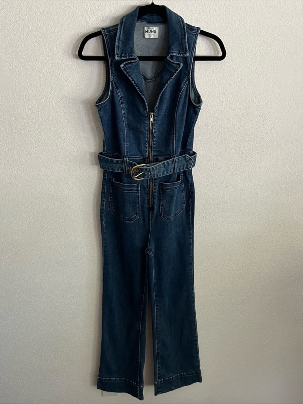 Show Me Your MuMu Blue Denim Cropped Jacksonville Jumpsuit - Picture 2 of 7